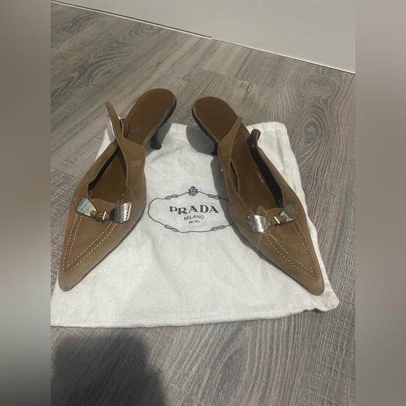 PRADA  Suede kitten slingbackHeels 2” - Picture 4 of 5